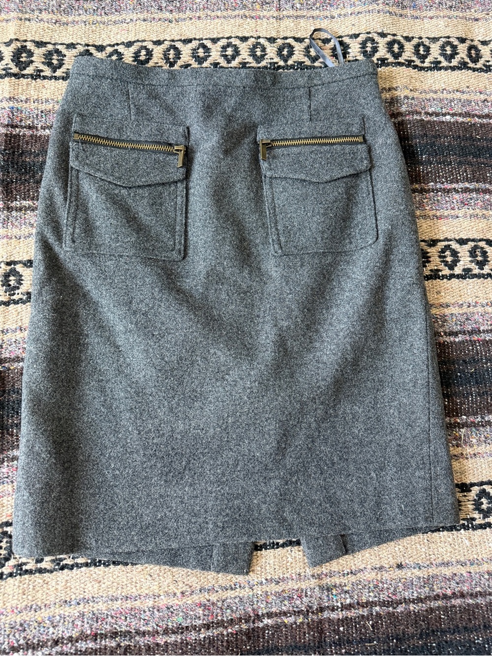 J. Crew Gray Wool-Blend Pencil Skirt with Zip Pocket Detail